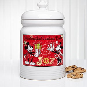 Personalized Disney Christmas Cookie Jar - Mickey Mouse & Minnie Mouse