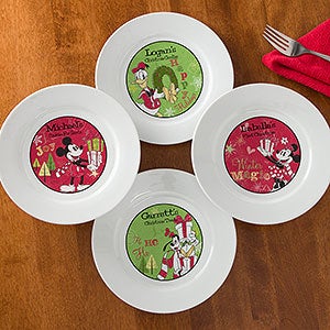 Personalized Disney Christmas Plates - Mickey, Minnie, Goofy, Donald Duck