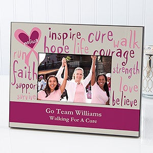 Personalized Breast Cancer Survivor Picture Frame   Hope, Courage, Life