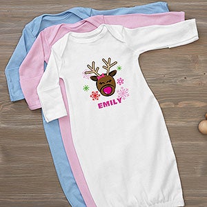 Personalized Baby Gown - Christmas Reindeer