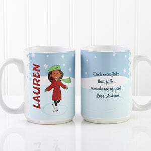 Large Personalized Holiday Mugs - Ice Skater