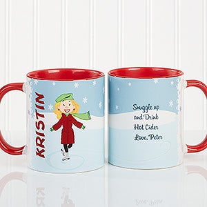 Ice Skating Character Personalized Coffee Mug 11oz.- Red