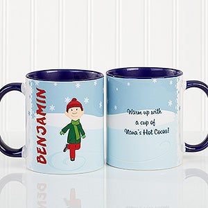 Ice Skating Character Personalized Coffee Mug 11oz.- Blue