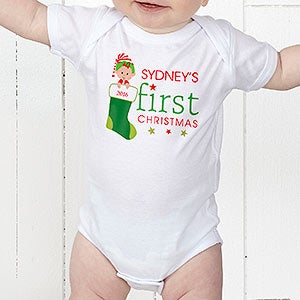 First Christmas Character Personalized Baby Bodysuit