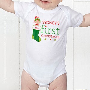 Personalized Baby's First Christmas Bodysuit - Infant 12 Months - Red