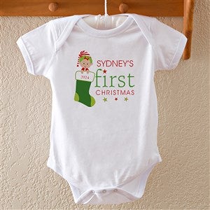 Personalized Baby's First Christmas Bodysuit - Infant 6 Months - White