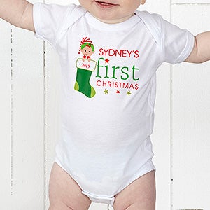 Personalized Babys First Christmas Bodysuit