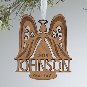 Family Angel Natural Wood Ornament