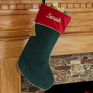 Velvet Splendor Christmas Stocking - Forest Green