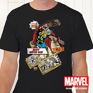 Personalized Marvel Comics Black T Shirts   Wolverine, Hulk, Iron Man, Thor