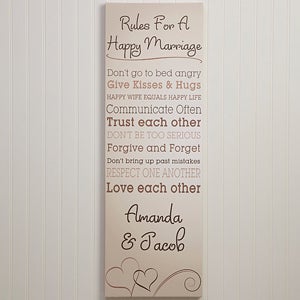 Personalized Canvas Art   Rules for A Happy Marriage