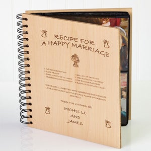 Personalized Wood Photo Album   Recipe For A Happy Marriage