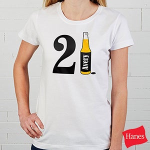 Personalized Birthday T Shirts for Her   21st Birthday Beer (White)