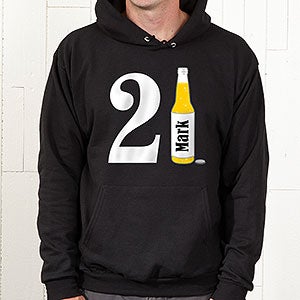 Personalized Birthday Sweatshirts - 21st Birthday Beer - Adult Small - Black