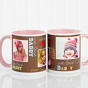 Personalized Large Photo Coffee Mug for Him - Loving You - Pink Mug