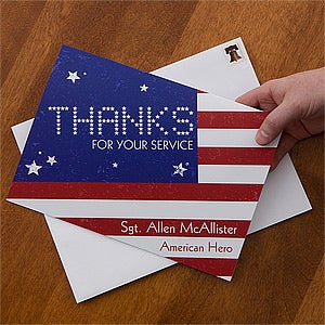 Patriotic Personalized Greeting Cards   American Flag