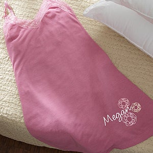 Personalized Pink Chemise with Floral Name Design