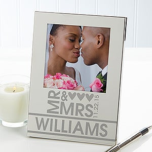 Personalized Silver Wedding Picture Frames   Mr & Mrs