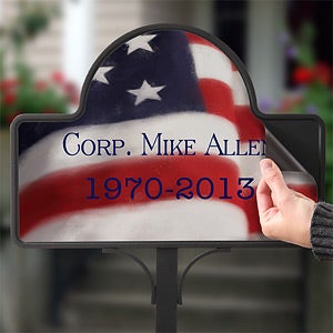 Personalized Memorial Stake   American Flag