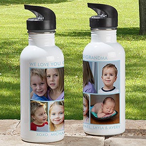 Photo Collage Personalized Water Bottle   5 Pictures