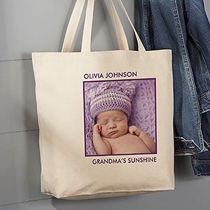 Personalized 1 Photo Canvas Tote Bag - Large