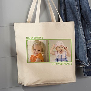 Personalized 2 Photo Canvas Tote Bag - Large