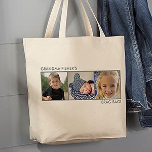 Personalized 3 Photo Canvas Tote Bag - Large