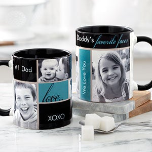 Photo Personalized Black Handle Coffee Mugs - Favorite Faces