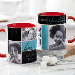 Personalized Photo Coffee Mugs - Favorite Faces - Red Mug