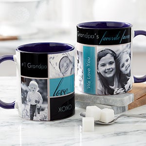 Personalized Photo Coffee Mugs - Favorite Faces - Blue Mug