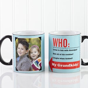 Personalized Photo Coffee Mugs with Black Handle   Who Loves You