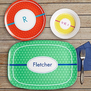 Personalized Melamine Dinnerware - Polka Dot Fun - Entertaining & Home ...