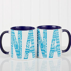 Repeating Name For Her Personalized Coffee Mug 11 oz.- Blue