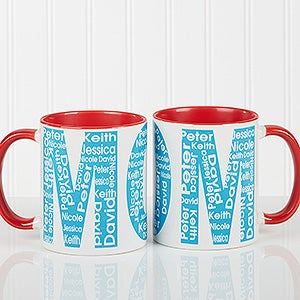 Personalized Red Coffee Mugs for Women - Repeating Names