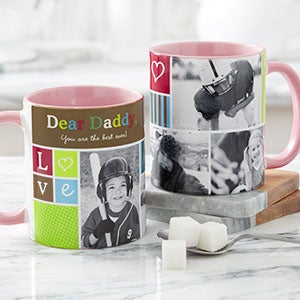 Large Personalized Picture Collage Coffee Mugs - Photo Fun - Pink Mug