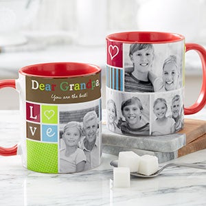 Large Personalized Picture Collage Coffee Mugs - Photo Fun - Red Mug