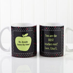 Teachers Green Apple Personalized Coffee Mug 11 oz.- White