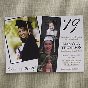 Personalized Photo Graduation Party Invitations - Refined Graduate - Set of 5