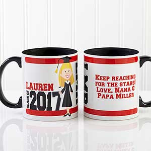 Graduation Character Personalized Coffee Mug 11oz.- Black