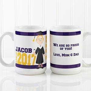 Graduation Character Personalized Coffee Mug 15 oz.- White