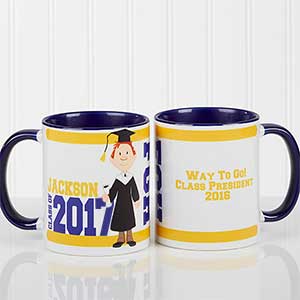 Graduation Character Personalized Coffee Mug 11oz.- Blue