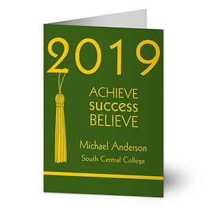 Personalized Graduation Greeting Cards - Achieve, Success, Believe