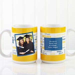 School Spirit Graduation Personalized Photo Mug 15 oz.- White