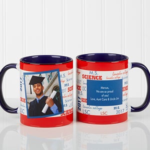 School Spirit Graduation Personalized Photo Coffee Mug 11oz.- Blue