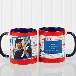 School Spirit Personalized Blue Photo Coffee Mugs