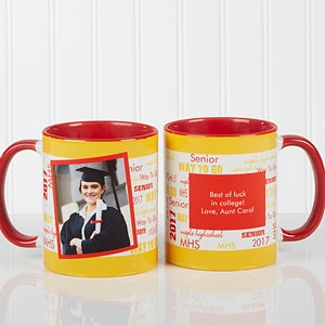 School Spirit Graduation Personalized Photo Coffee Mug 11oz.- Red