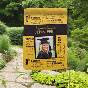 Personalized Graduation Photo Garden Flag - School Spirit