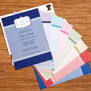 Personalized Bridal Shower Invitations - Wedding Monogram - Set of 5