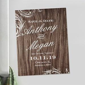 Personalized Wedding Save The Date Magnets - Wood Carving - Set of 12