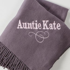 Personalized Throw Blankets   Embroidered Name   Grey